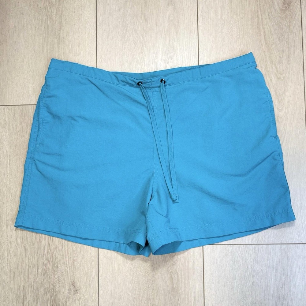 VTG L.L.Bean Women's Supplex Nylon Water Shorts Blue L Drawstring Hiking Swim